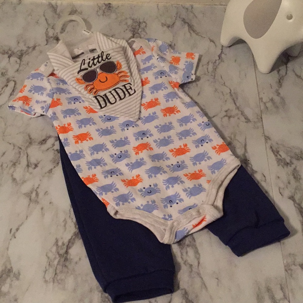 Little Dude 🦀👶🏽💙 3 pc set